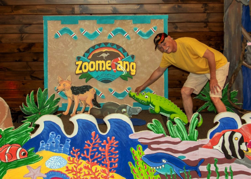 Bakerstown Alliance Church member Paul Parker shows off the Vacation Bible School decorations he designed and created for the 2022 VBS program.