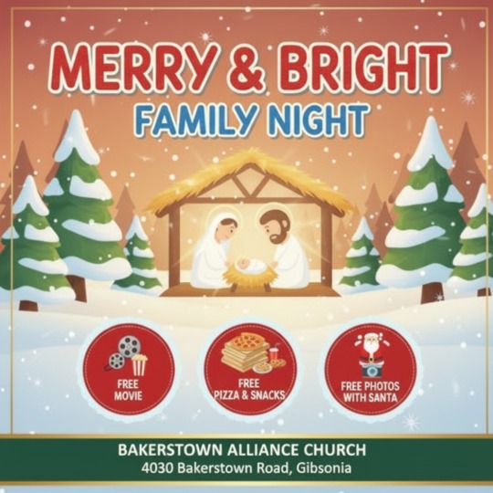 A Merry & Bright Family Night graphic